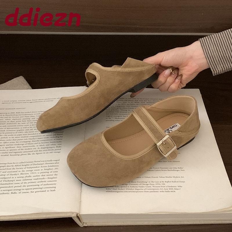 Fashion Fashion Buckle Strap Ladies Mary Janes Flats Shoes Soft Female Shallow Footwear Round Toe Women Flats With Shoes