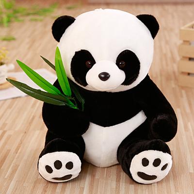 Panda Peluş Bebek Kontrast Renk Gerçekçi Tamamen Dolu Bambu Yaprağı Yumuşak Dokunmatik Ev Dekorasyon Zarif Tombul Kanepe Panda Yastık Oyuncak Çocuk Oyuncak