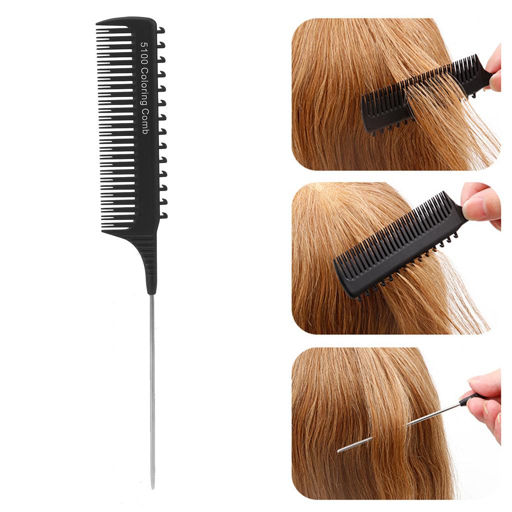 Highlighting Clip Comb Teasing Foiling Salon Straightening Hair Clip Styling Weaving Rat Tail Parting Combs for Unisex