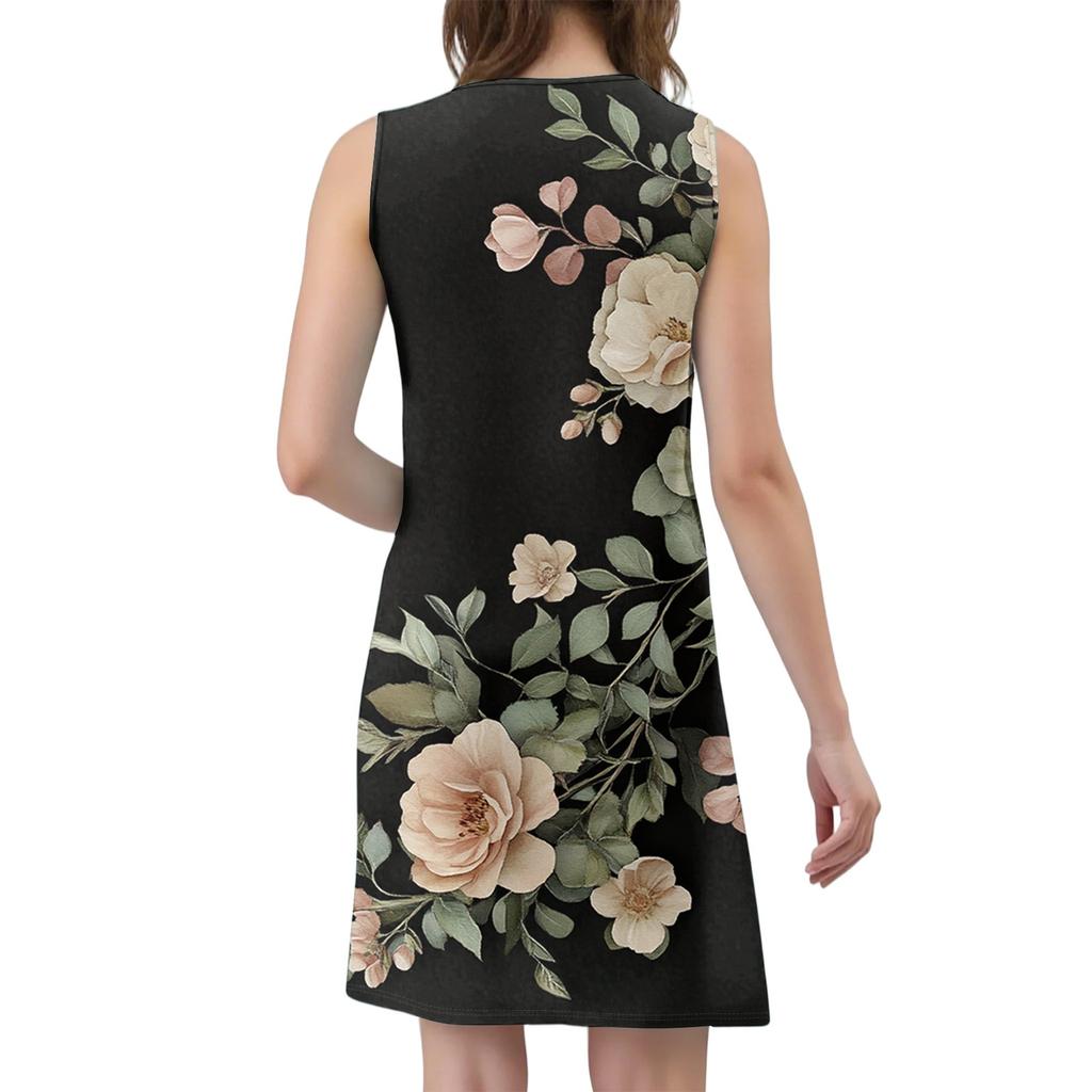 Women's Casual Ruched Daily Date Going Out Fashion Print Basic Sleeveless Loose Fit Dress