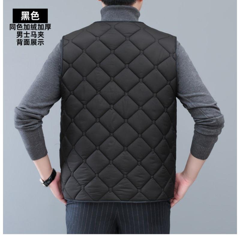 Autumn and Winter Style Plus Velvet Thickened Down Cotton Vest Short Men's Thermal Vest