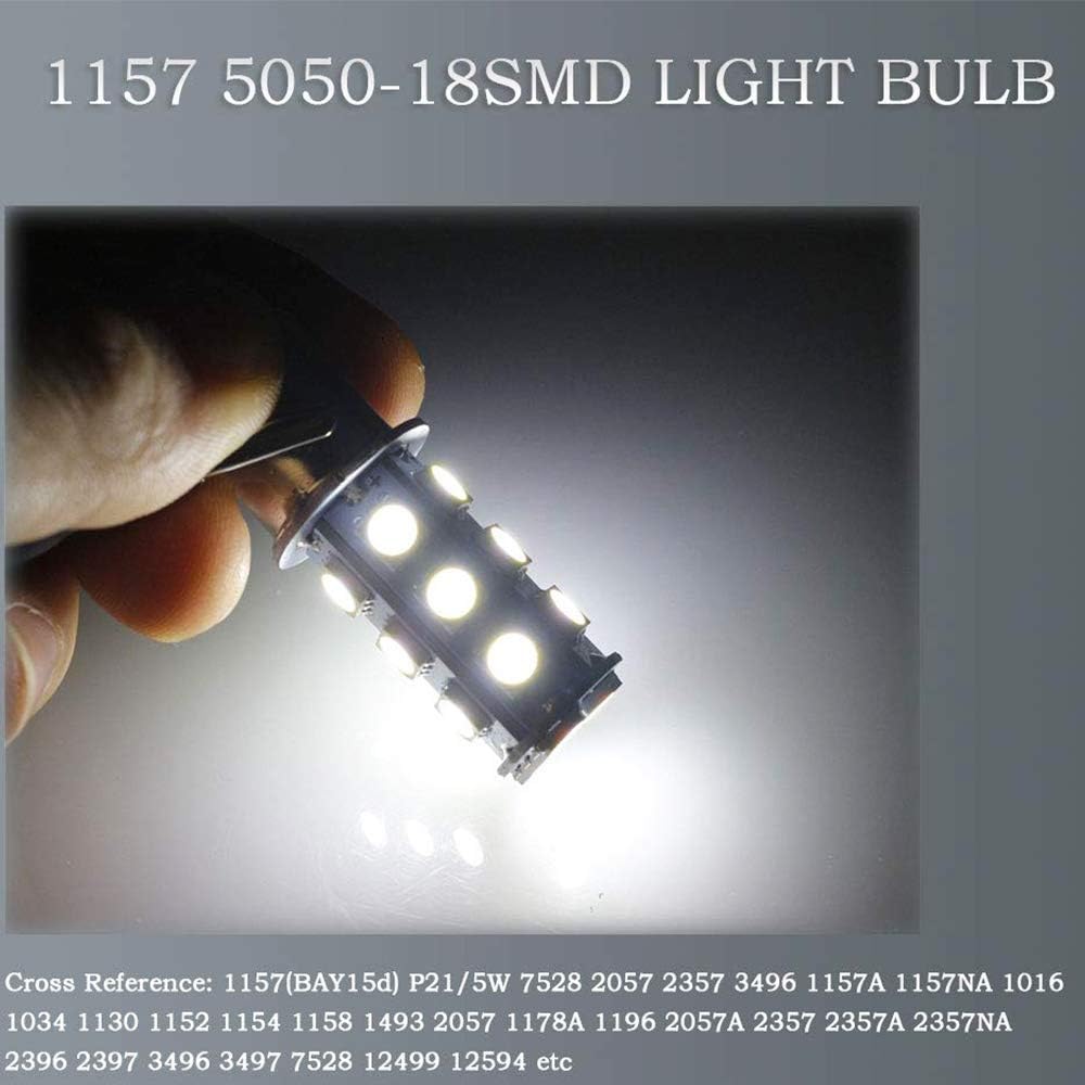 BlyilyB 10-Pack 6500K White 1157 2057 2357 7528 BAY15D LED Bulbs 5050 18-SMD Replacement Lamps For 12V Interior RV Camper Trailer Lighting Back Up