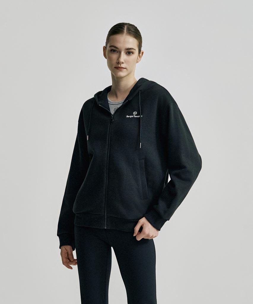 Sergio Tacchini U Daily Fleece-Lined Zip-Up Hoodie (Black)
