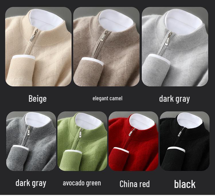 Herren Kaschmirwolle Reißverschluss Pullover - Hochwertige Business Casual Strickware