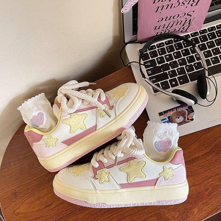 

Кожаная Звезда Маленькие Белые Туфли Женские Новая Платформа Универсальные На Шнуровке Колледж Повседневные Кеды Спортивные 40