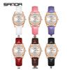 Sanda Women's Korean Style Casual 50M Waterproof Luminous Quartz Watch with Leather Strap and Dual Calendar.