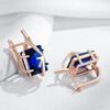 Square Blue Natural Zircon Drop Earrings For Women Fashion  Rose Gold Color High Quality Daily Fine Vintage Jewelry