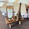 Retro Eiffel Tower Hourglass with Wooden Base - Modern Home Decor Ornament
