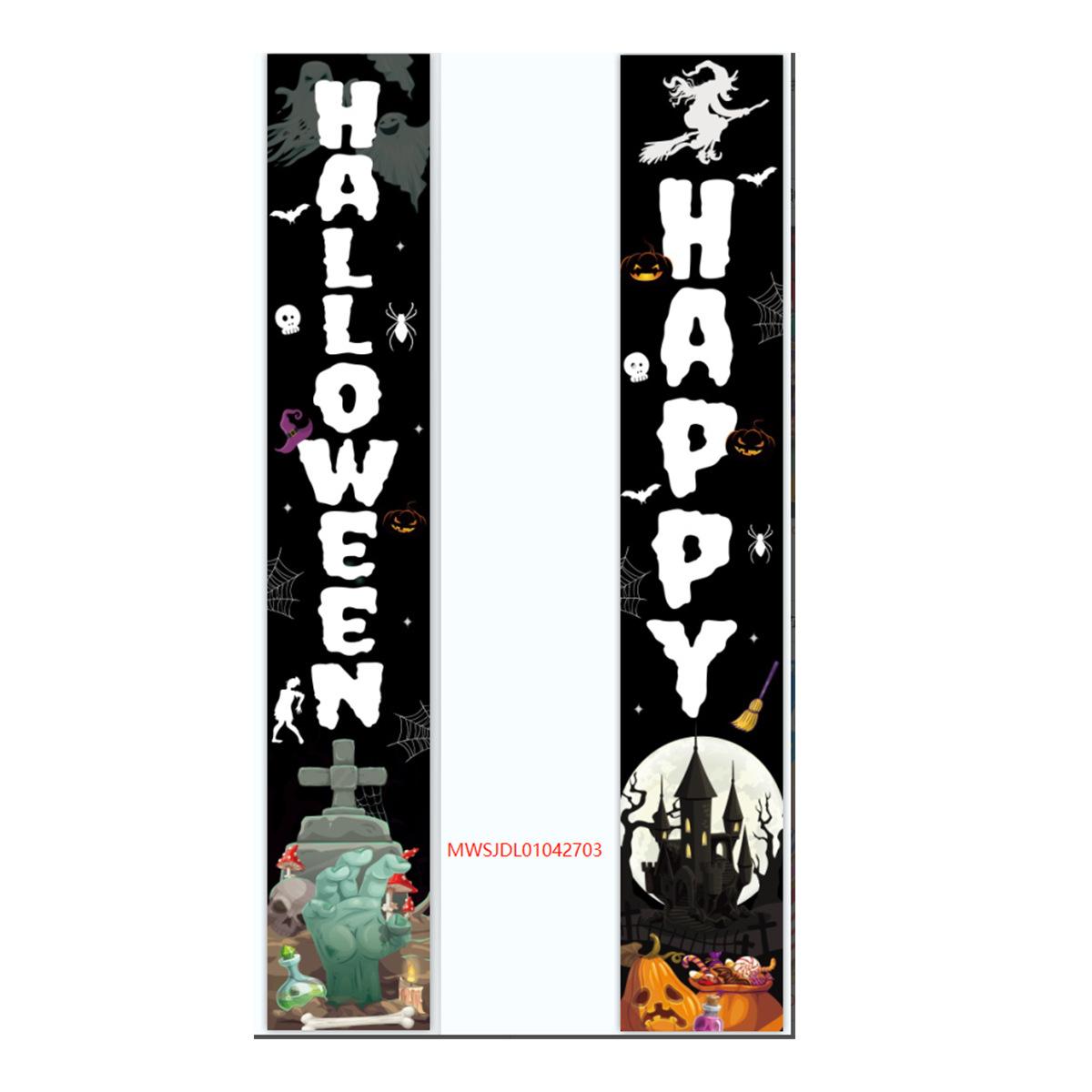Halloween Horror Atmosphere Couplet Ghost Festival Creative Skull Ghost Pumpkin Flag Halloween Couplet Series 001