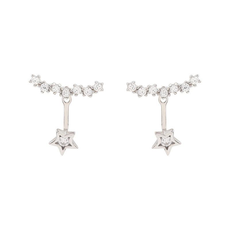

Серьги с серебряным покрытием S925, полные звездных сережек, висящие в стиле корейского темперамента, новые легкие роскошные серьги со звездами из циркона