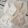 Solid Color Plush Cross Scarf Winter Warmer Neck Warmer Soft Plush Collar  For Women Girls
