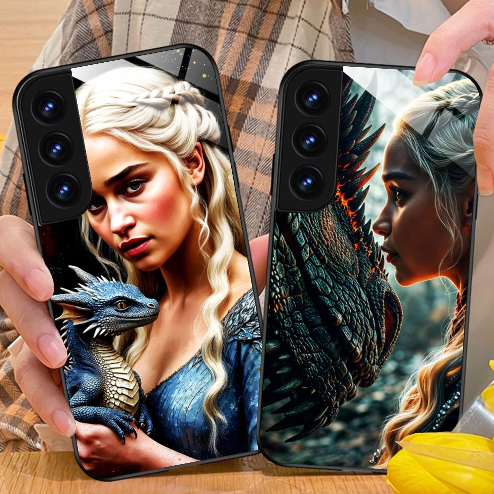 Dragon Queen Glass Mobile Phone Case for Samsung Galaxy S26 S25 S24 S23 S22 S21 S20 Note20 Plus FE Ultra Colorful Cover