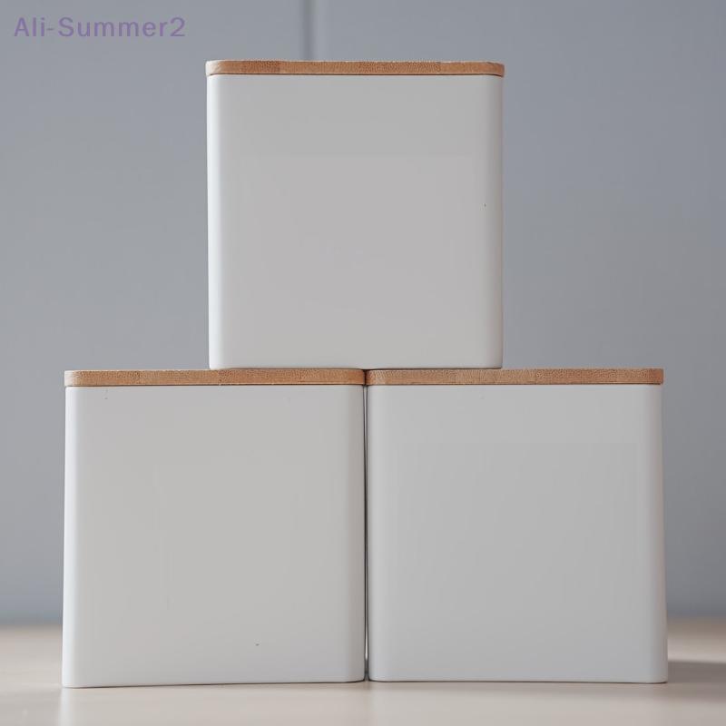 {MX} Versiegelter Blech-Teelagerbehälter mit Bambusdeckel, quadratischer Küchen-Gewürzbehälter, Kaffee-Süßigkeitenbehälter, Lebensmittelflasche