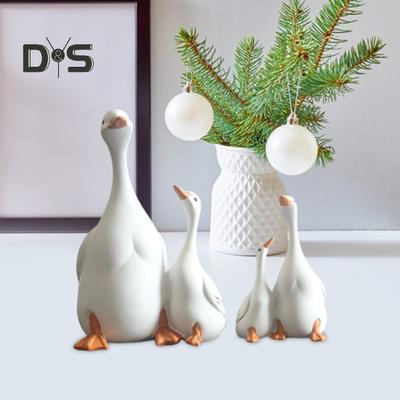 Entenstatue aus Kunstharz, Mutter-Kind, weiße Entenskulptur, Entenfamilie für drinnen und draußen, Ornament für Garten, Rasen, Dekoration, Elterngeschenk