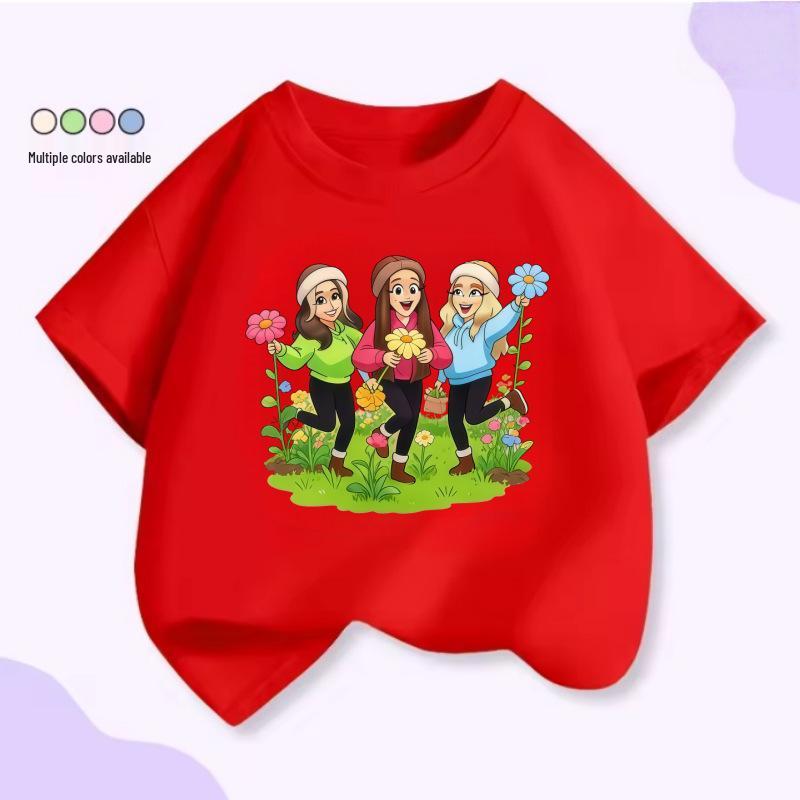 Cartoon Girl Kids Short Sleeve Cotton T-shirt - T2026 160 cm