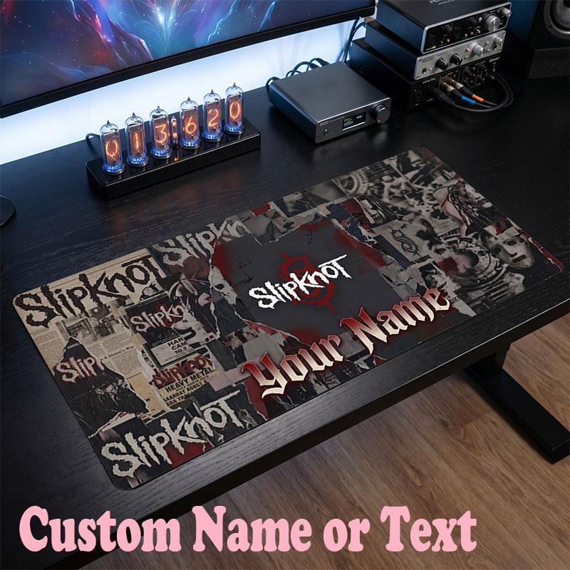 Tappetino per Mouse Slipknot con Nome Personalizzato, Tappetino Grande per Scrivania, Regalo Personalizzato per Ufficio Domestico