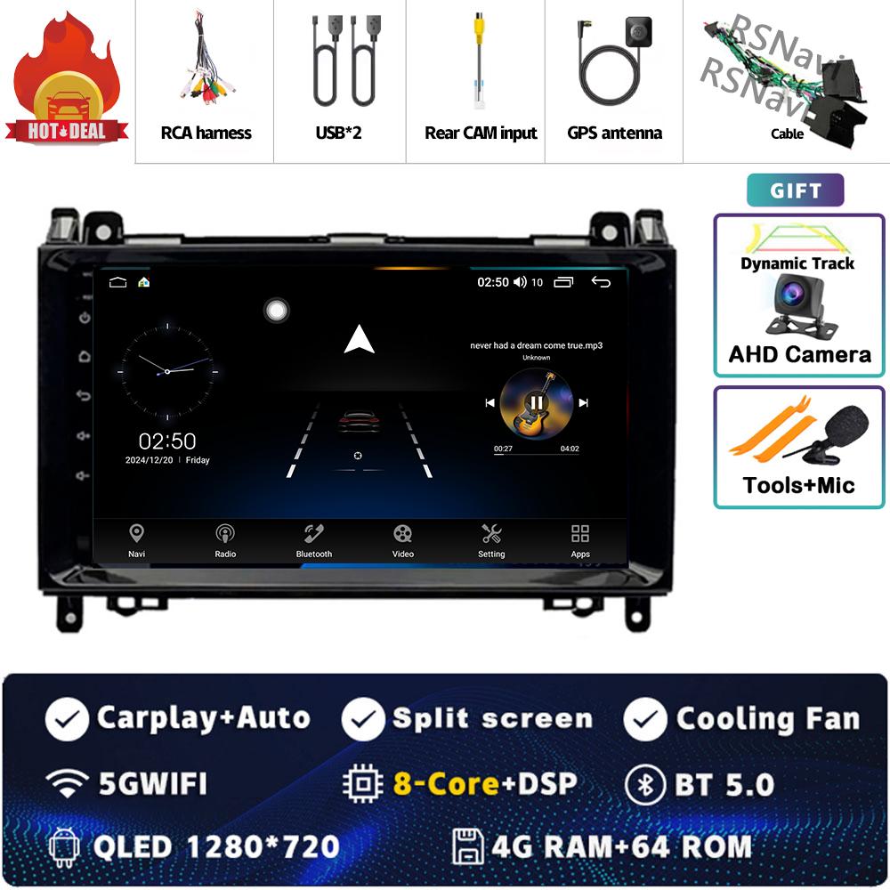Android 14 Carplay Car Radio For Mercedes Benz B200 W169 W245 Viano Vito W639 Sprinter W906 Multimedia Video Player  GPS Stereo