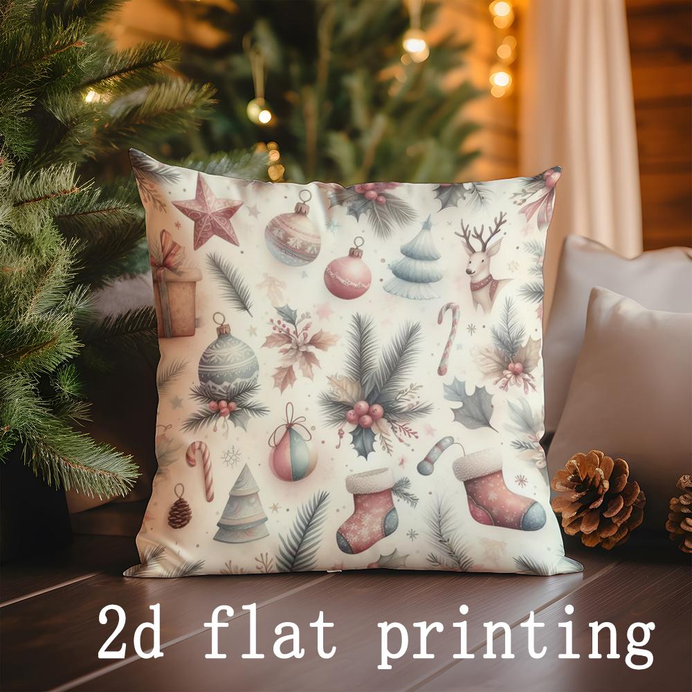 Home Decor Christmas Pattern Printed Pillowcase Suitable For Sofa Bedroom Car Pillow Cover Cushion Rectangular Back Cushion