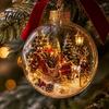 Wedding Celebration Supplies 250th Anniversary USA Christmas Ornament, Light Up Plastic Clear Ball Hanging Decoration with Festive Baubles Bell Train