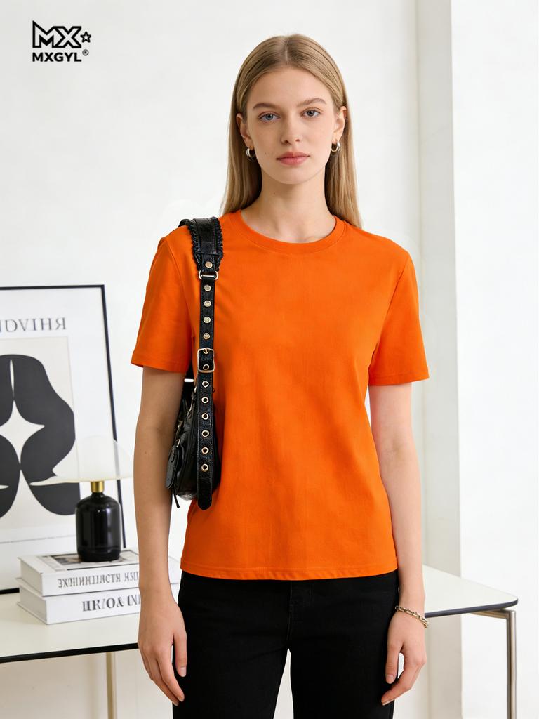 Women T-shirts 2026 Summer Tops Solid Short Sleeve Loose O-neck Casual Ladies Shirts Harajuku Korean Woman Tshirts
