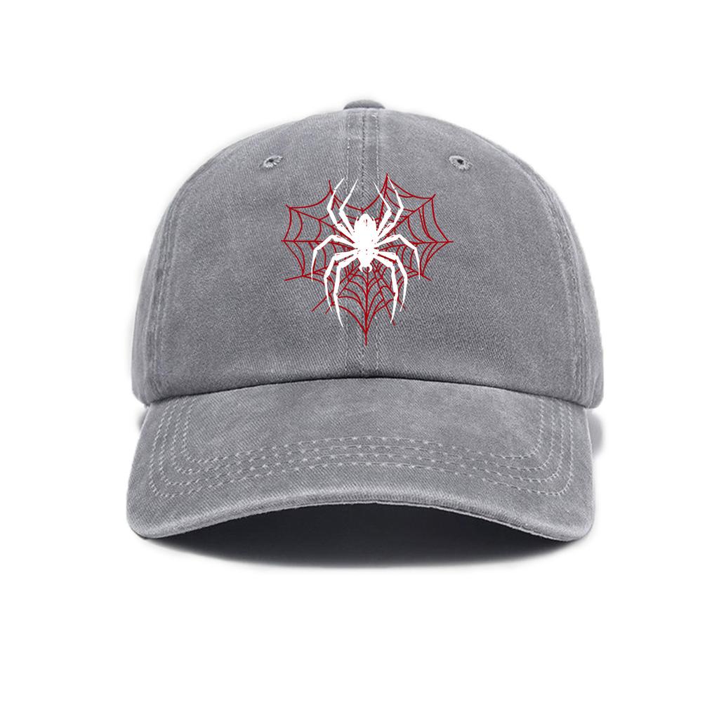 Top Water Washed Old Printed Baseball Cap Adult Versatile Hot Selling Spider Printed Water Washed Old Soft Top Sunshade Baseba