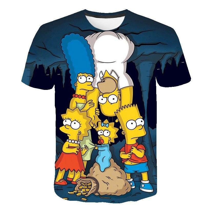 Summer Children's New Fashionable Digital Simpson Comfortable Loose Short Sleeve Printed T-shirt