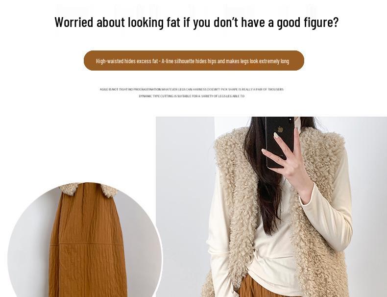 Elegant High-Waisted A-Line Pumpkin Skirt for Women, 2026 Spring/Autumn Collection, Mid-Length Fluffy Umbrella Design