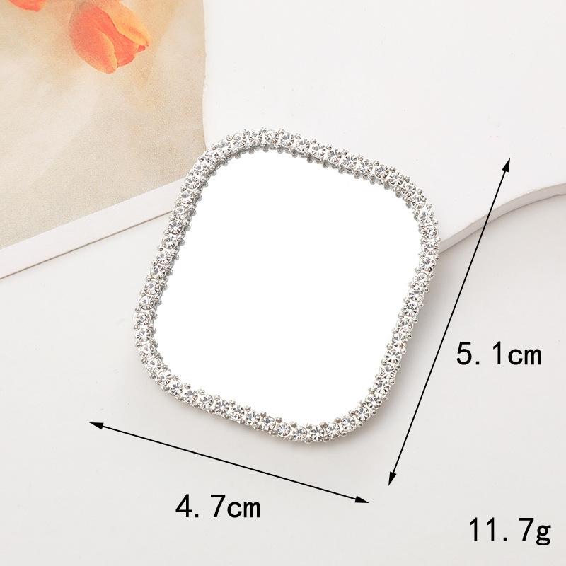 Sense of Advanced Butterfly Heart Shaped Girls Gem Make Up Mirror Liquid Metal Style Women Mini Portable Handheld Mirror