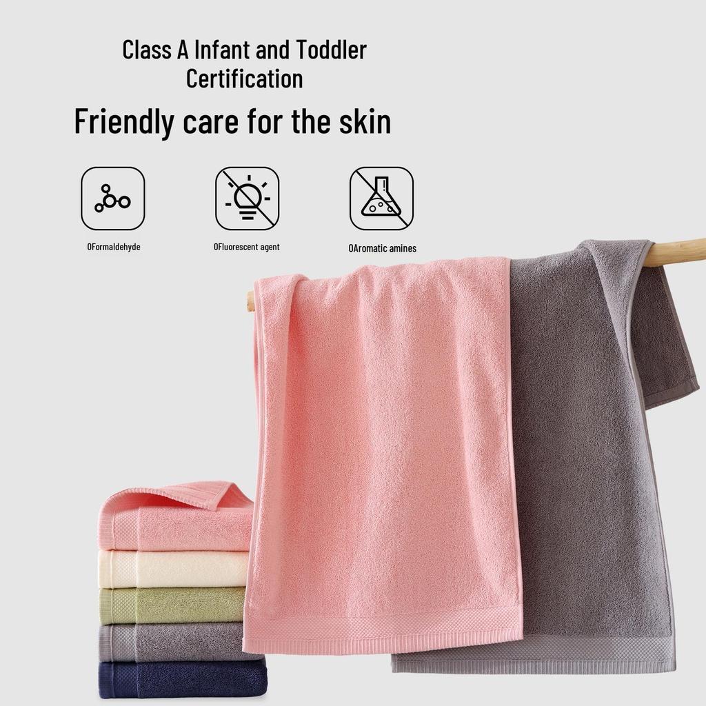 Plain Color Pure Cotton Face Towel - Thick, Non-Linting, Soft Household Towel