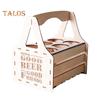 Wooden Beer Caddy Picnic Beer Carrier Box Beer Bottle Holder Vintage Style Tote for 4 or 6 Bottles BYOB Parties BBQs