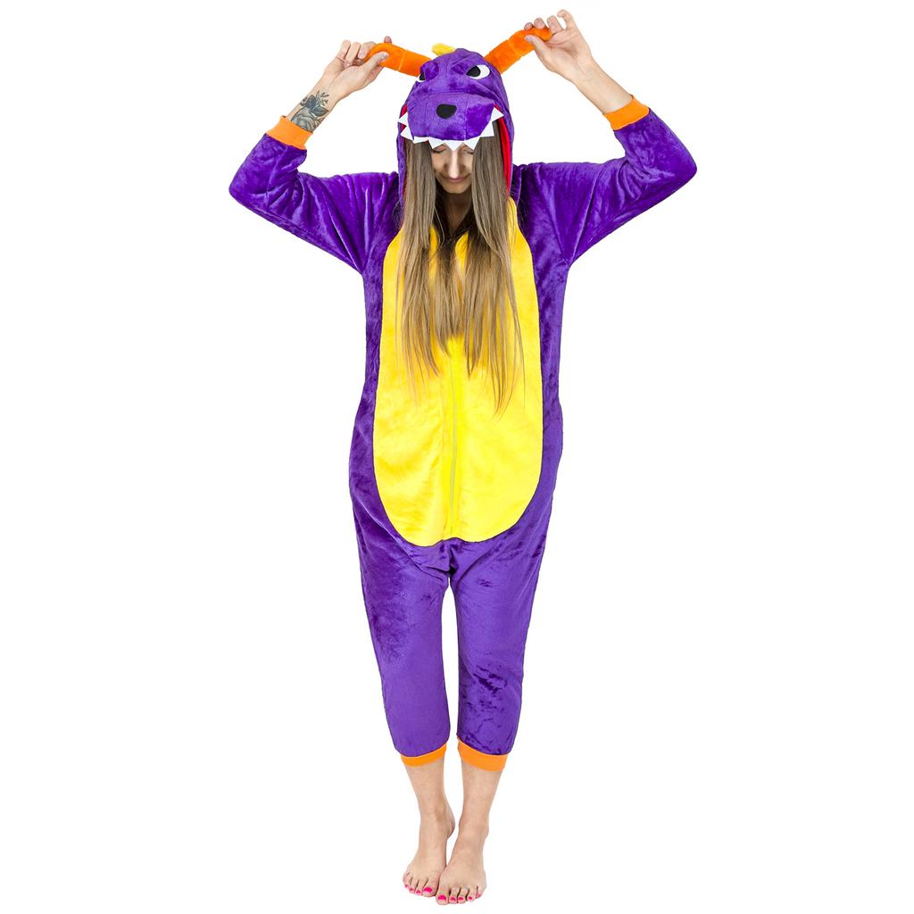 Kostium Onesie purple dragon - S