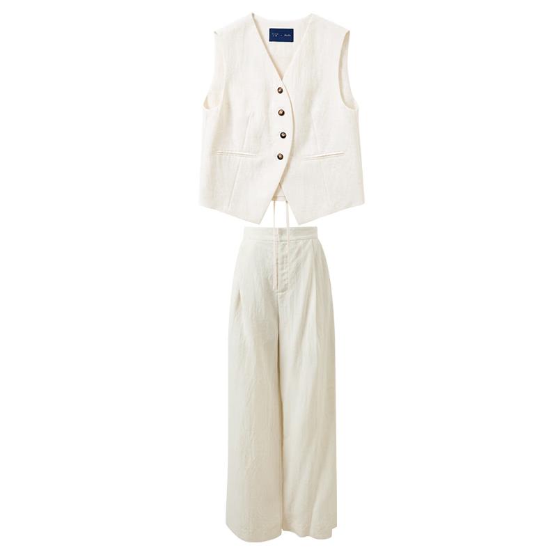 Sancai Lyocell Sleeveless Vest & Wide-Leg Pants Set S