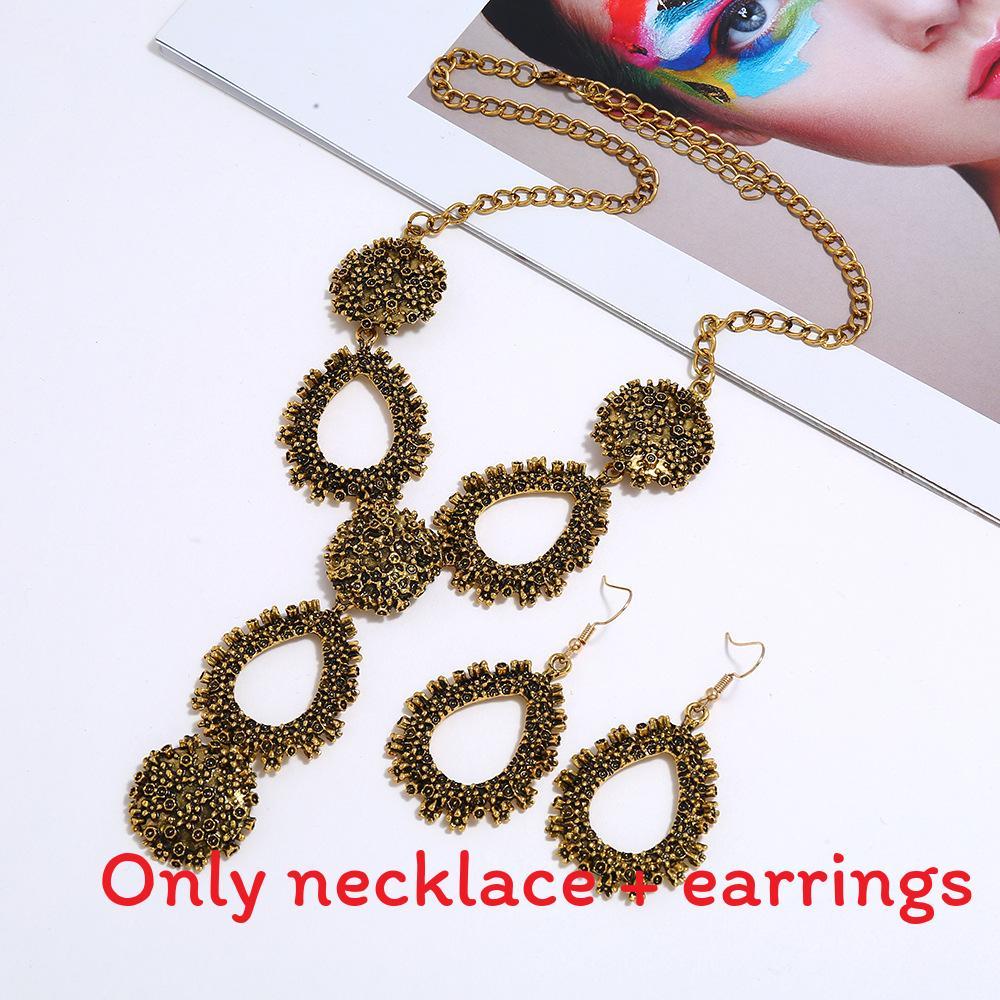 Water Chic Geometric Drop Necklace Set With Alloy Pendant And Chain Spring For