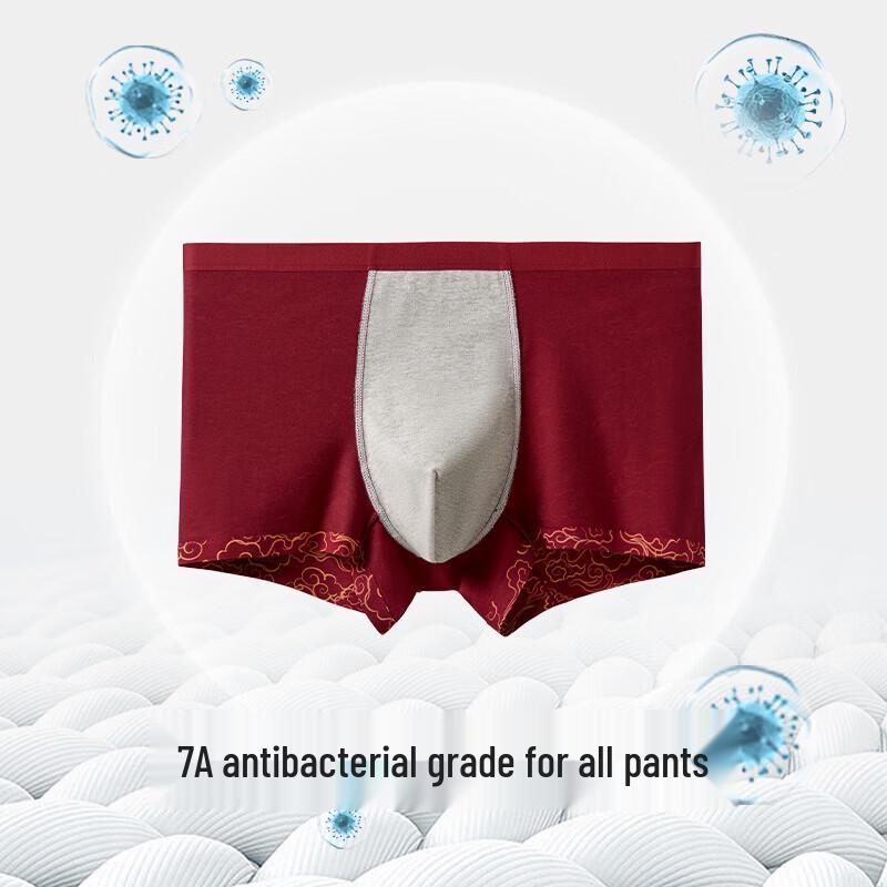 Jianjiang Men's Modal Red Boxer Briefs 3-Pack