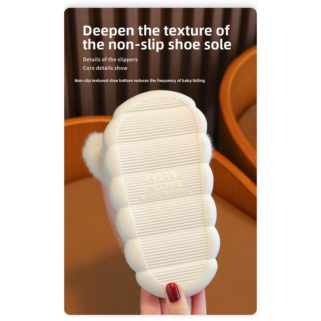 Children's Slippers for Women, Winter Women, Boys, Rabbits, Cute Soft Soled Warm Home, Anti Slip Baby Fur Shoes