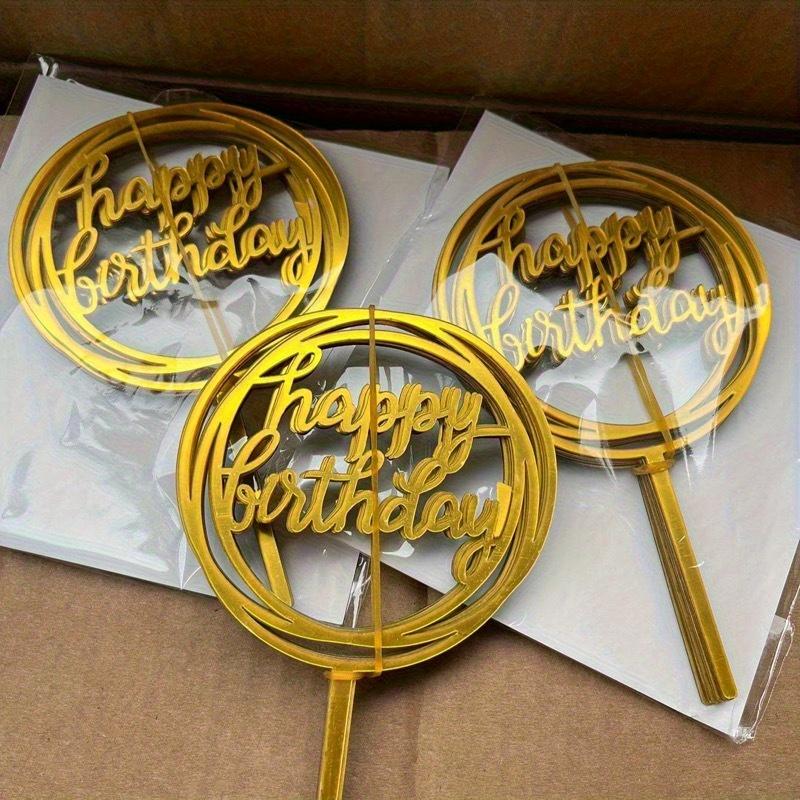 10pcs Modern Happy Birthday Cake Toppers - Cake Decorations, Party Decoration Supplies - Perfect For Family And Friends