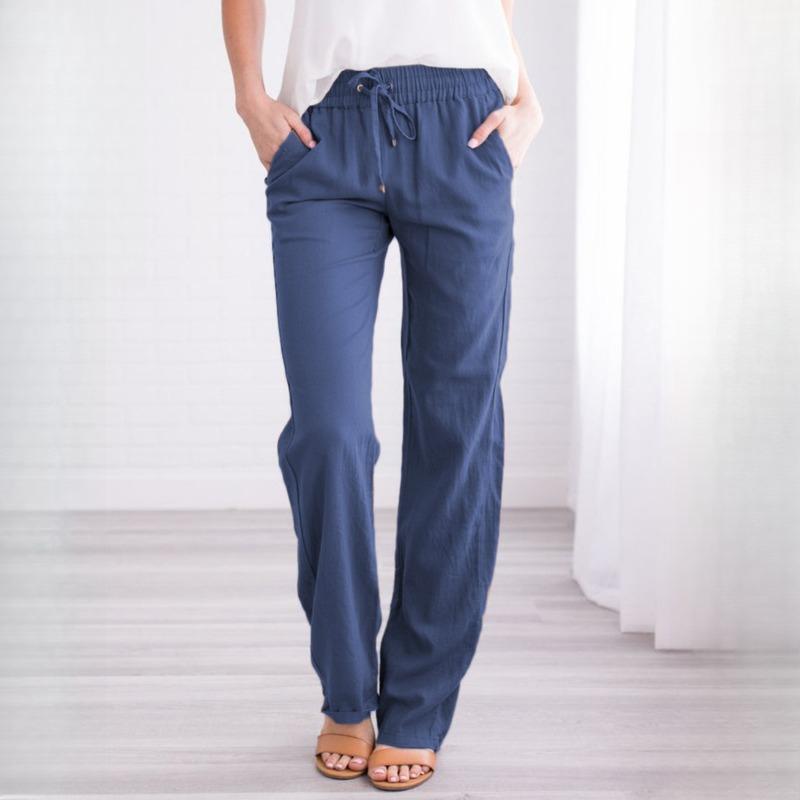 GMXIA Damenmode, lässig, einfarbig, bedruckt, hohe Taille, Hosen und Caprihosen