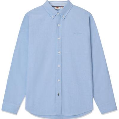 Levis Comfortable Casual Loose Solid Color Embroidered Long Sleeve Shirt Men Shirts Blue 0017V-0001