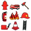 9-12 Stück Cartoon Feuerwehrauto Flamme Feuerwehr Schuhanhänger PVC Dekorationsschnalle Sandale Abnehmbar Wasserdicht Als Weihnachtsgeschenk