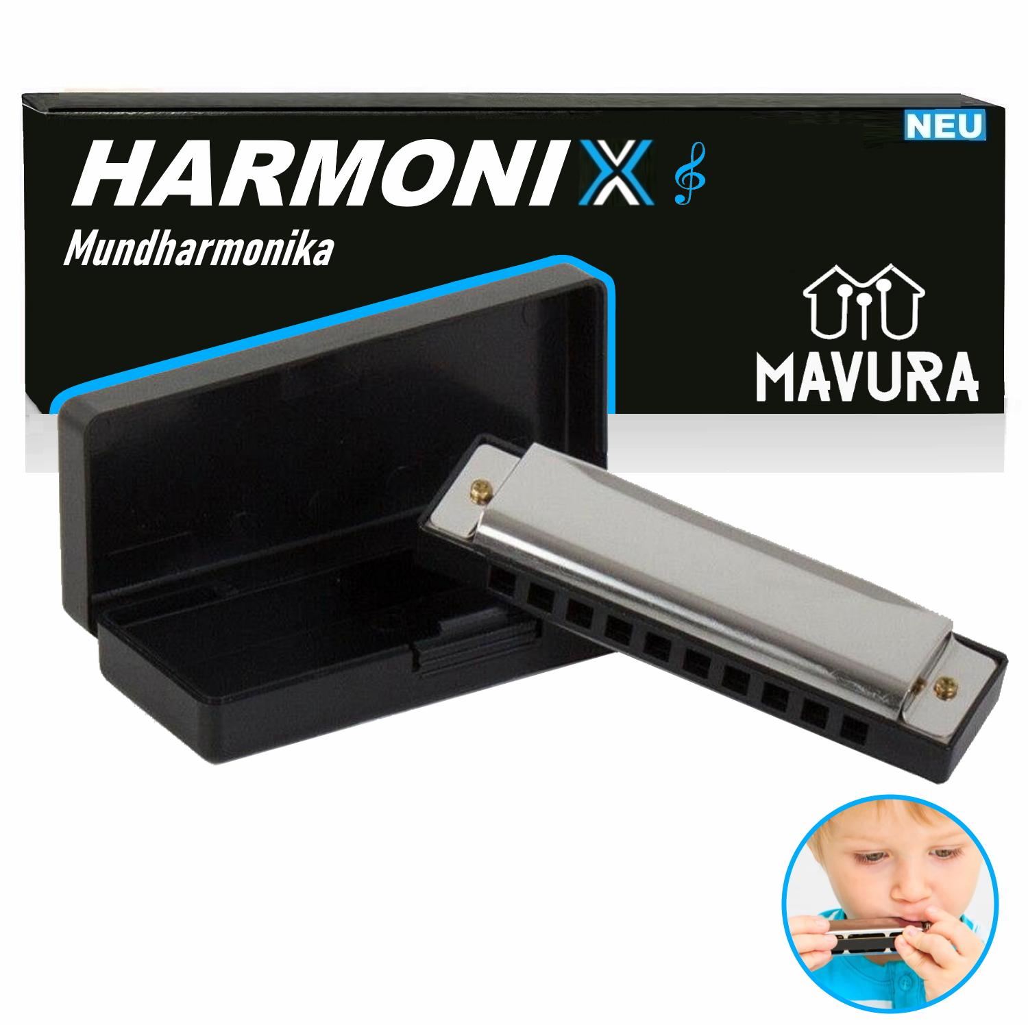 

HARMONIX Високоякісна металева губна гармошка до мажор, 10-отвірна діатонічна