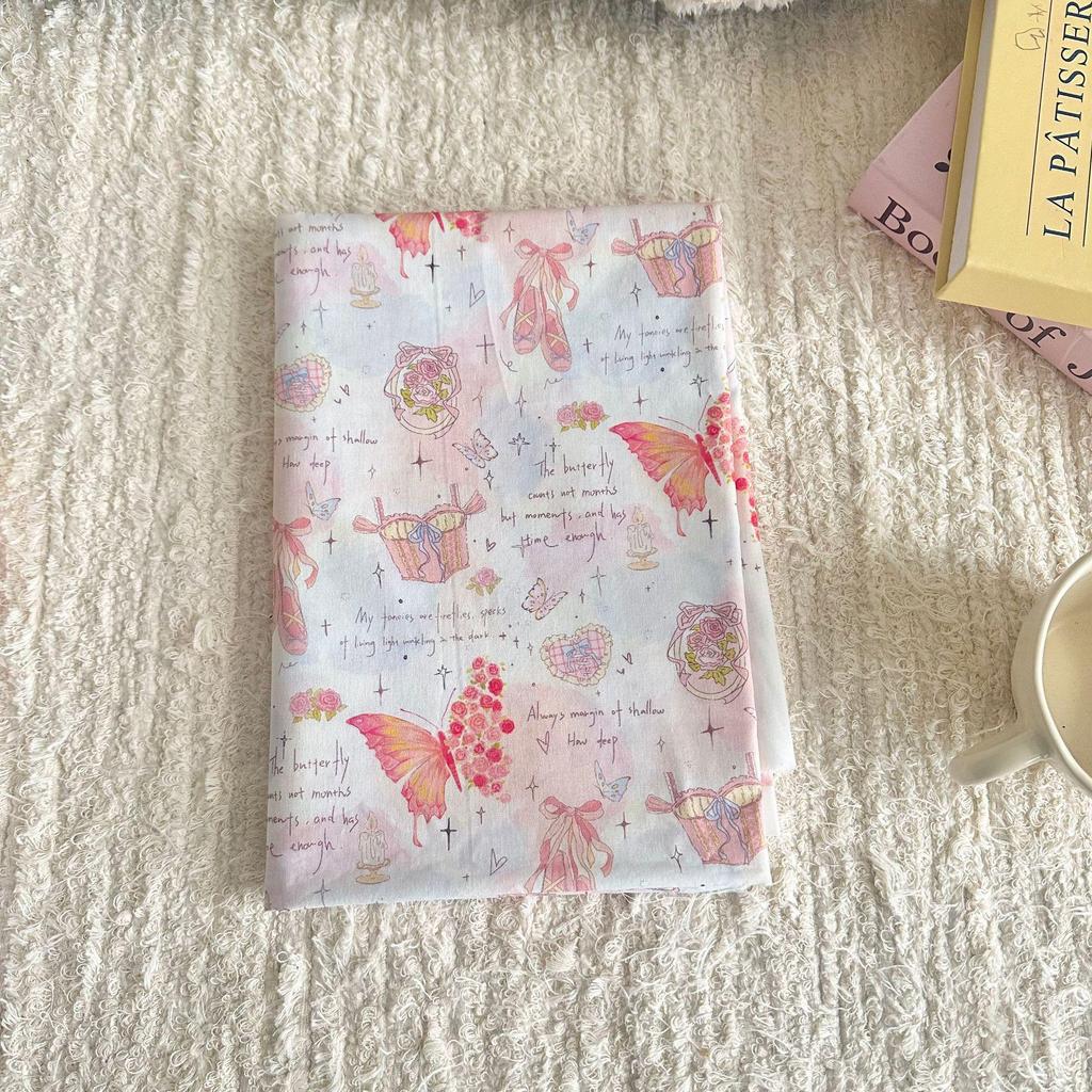 100% Cotton Digital Print Korean Cherry Bear Floral Fabric for Women's, Children's, Family Outfits & DIY Homewear