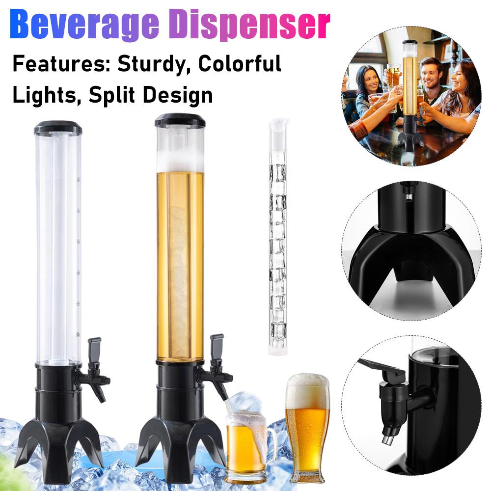 3L Beverage Dispenser Shockproof Wear-resistant Beer Tower Colorful Lights Tabletop Liquor Dispenser Bar Accessories