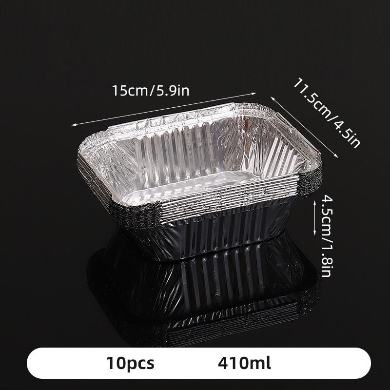 10pcs Rectangular Tin Foil Tray AirFryer Disposable Food Containers Bowls BBQ Take Away Cake Boxes Aluminum Packaging Box