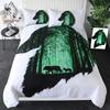 Moon Child Black Cold Art Moon Fox Duvet Cover Set Moon and Stars Bedding Set Black and White Fox Comforter Cover for Girl Boy