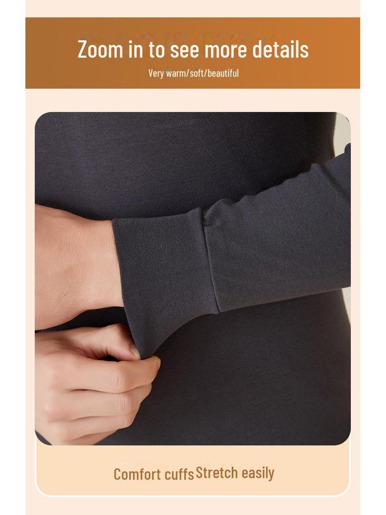 Arctic Fleece Cotton Men's Thermal Underwear Set: Lightweight Autumn/Winter Half-High Collar Top & Pants