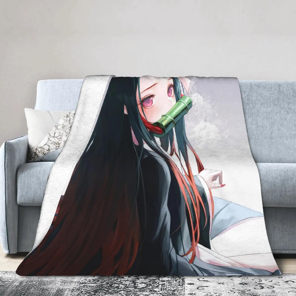Demon Slayer Anime Flannel Throw Blanket xcm for Home Bedspread