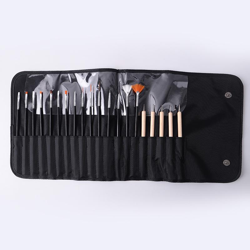 20-Piece Nail Art Brush Set: Painting, Carving, Gel & Liner Brushes – Comfortable & Portable
