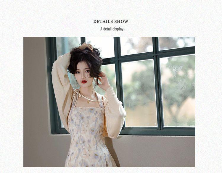 Spring/Summer 2026 Women's Floral Tie-Up Dress: Elegant, Sweet Niche Style, Two-Piece Skirt