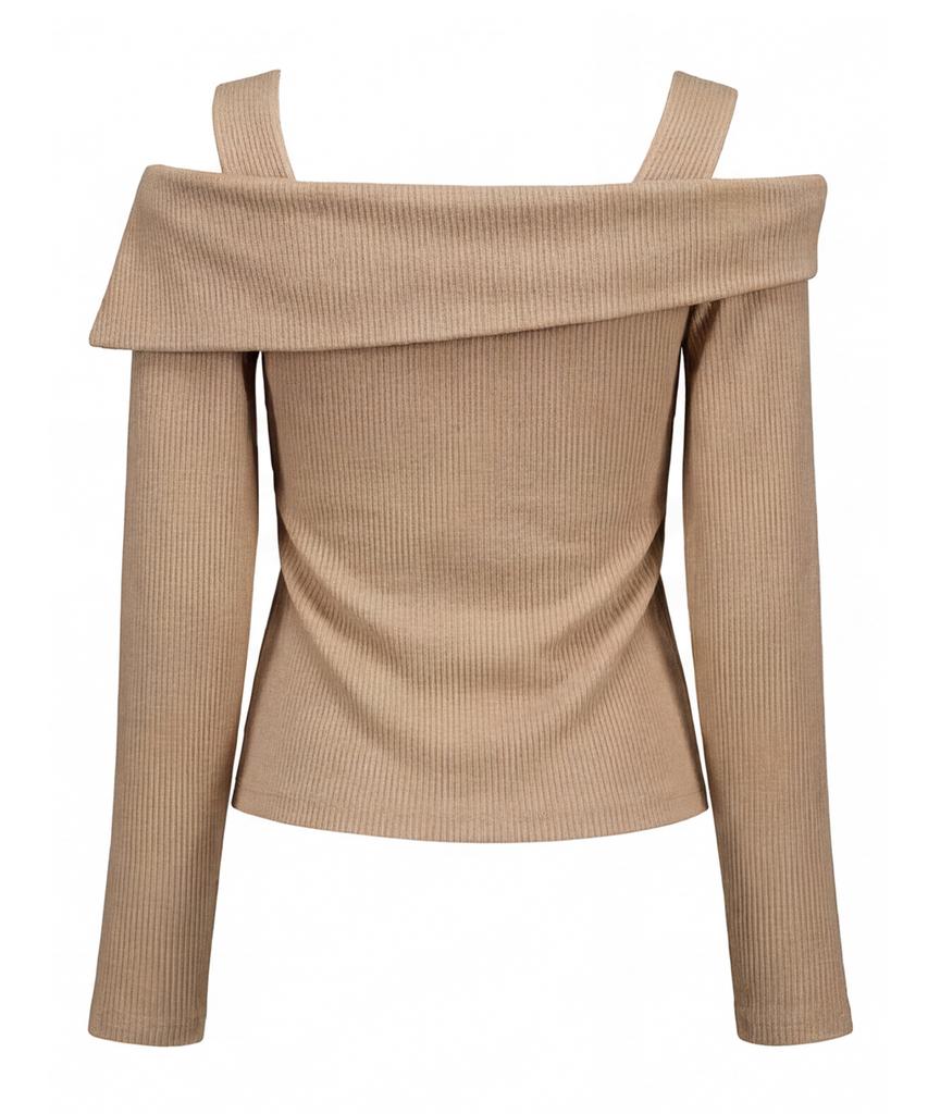 Myuleus Off-Shoulder Strap Knit [Beige]