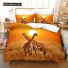 Deer Duvet Cover Set King Polyester Bedding Set For Kid Children Gift Bedding Set 3D Animal Giraffe Purple Theme Comforter Cover